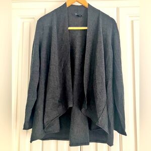 EILEEN FISHER Black Made Of Italian Yarn Knit Open Cardigan Sweater Size Large‎